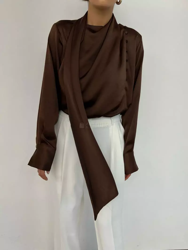 Lowburn - Korean Women Fashion - #momslook - Scarf Blouse - 9