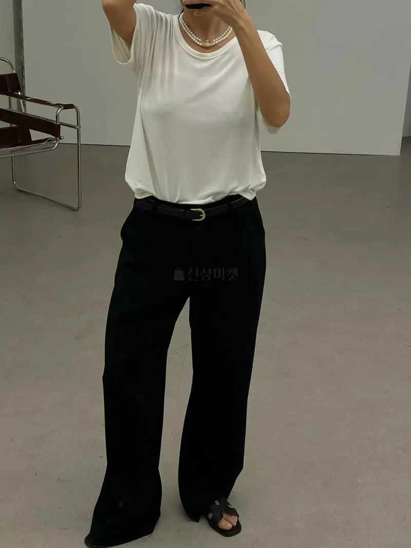 Lowburn - Korean Women Fashion - #momslook - Modal U Neck Tee - 10