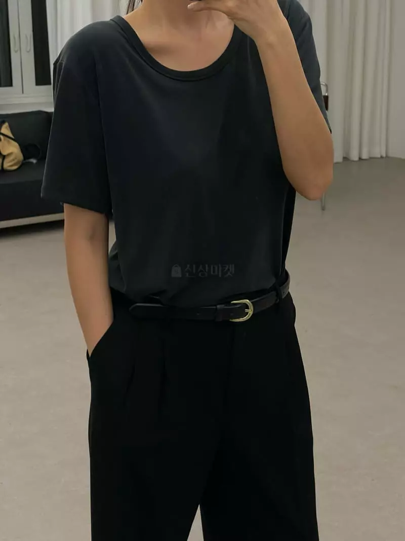 Lowburn - Korean Women Fashion - #momslook - Modal U Neck Tee - 12