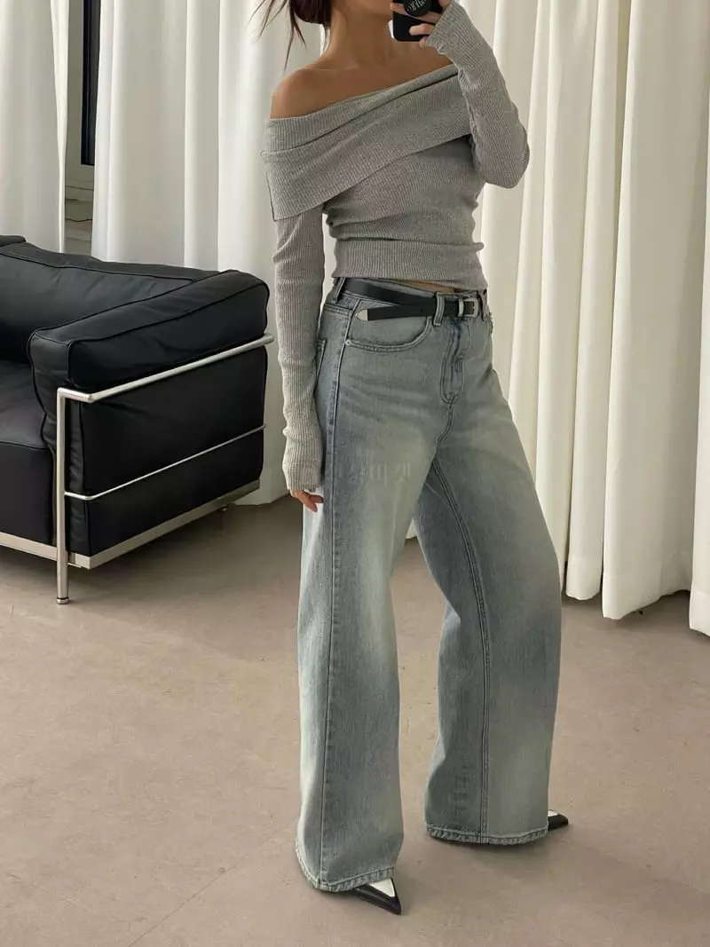 Lowburn - Korean Women Fashion - #momslook - Lami Off Shoulder Tee - 2