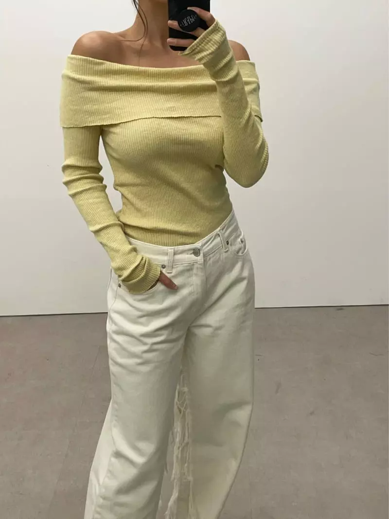 Lowburn - Korean Women Fashion - #shopsmall - Off Shoulder Tee - 4