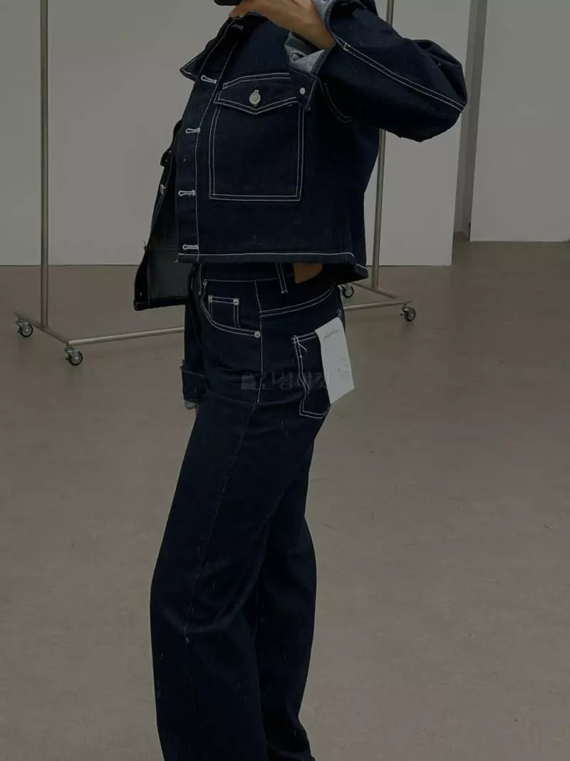 Lowburn - Korean Women Fashion - #womensfashion - Stitch Denim Jacket - 3