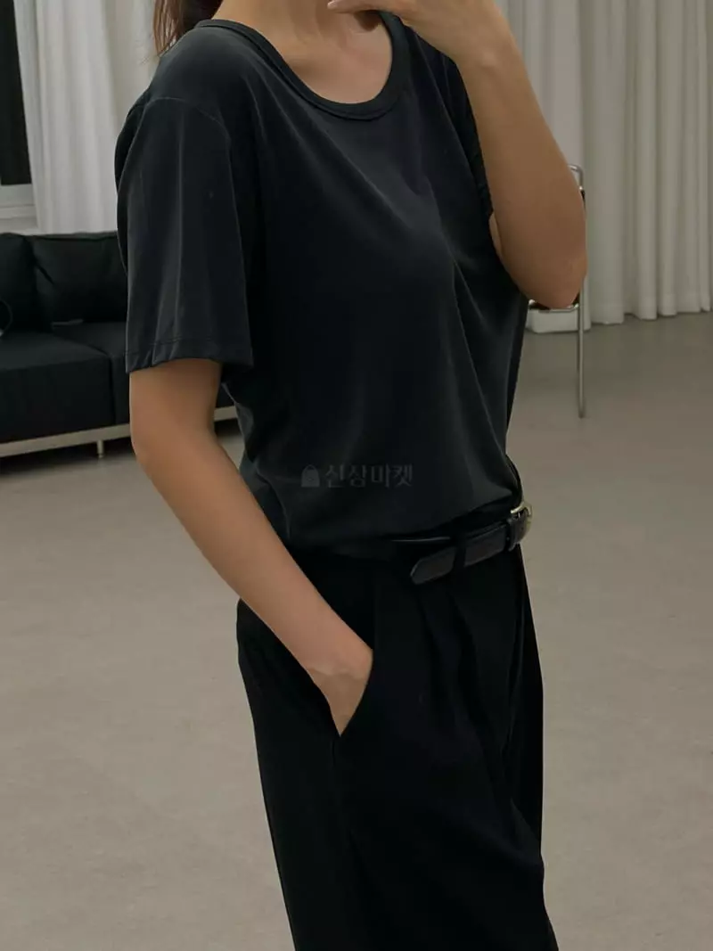 Lowburn - Korean Women Fashion - #womensfashion - Modal U Neck Tee - 11