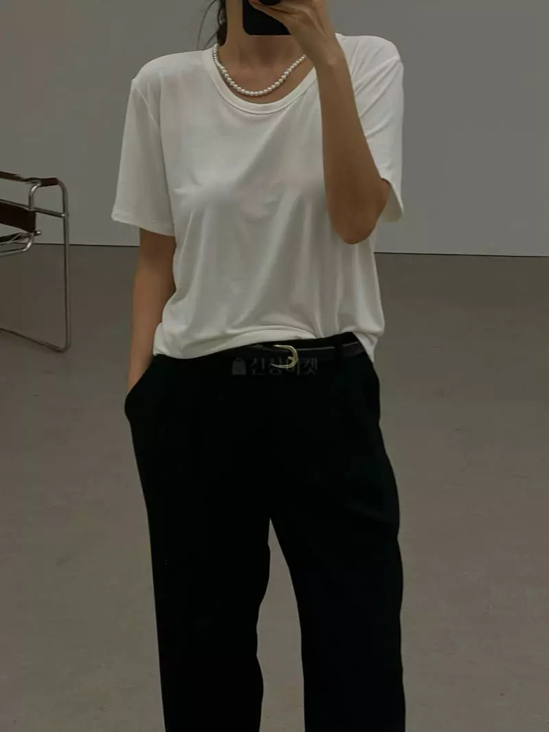 Lowburn - Korean Women Fashion - #womensfashion - Modal U Neck Tee - 7