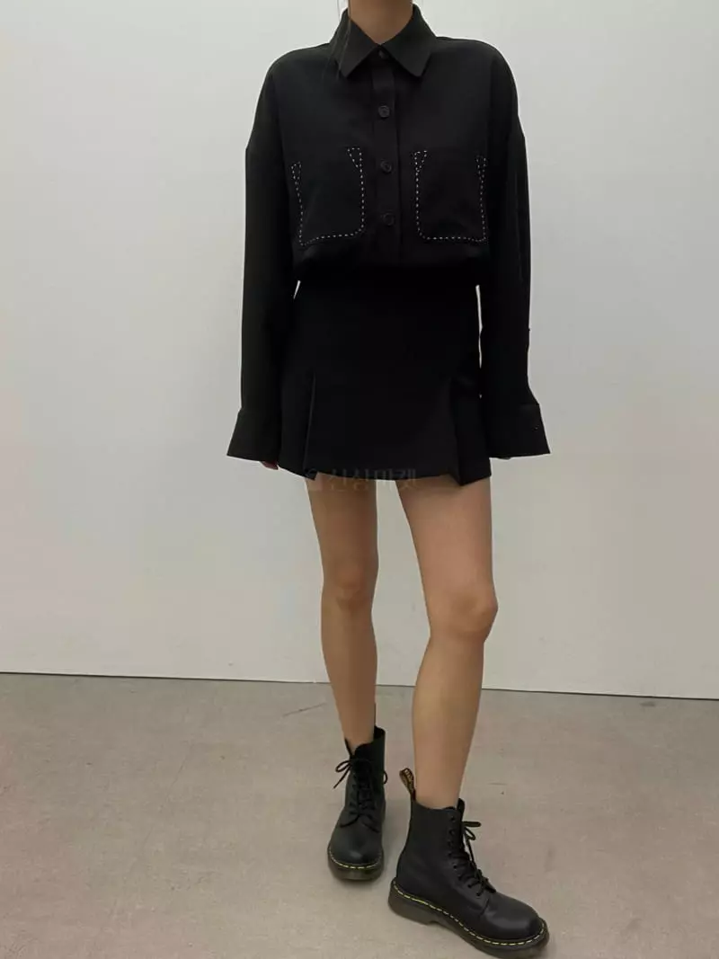 Lowburn - Korean Women Fashion - #momslook - Loy Stitch Shirt - 4