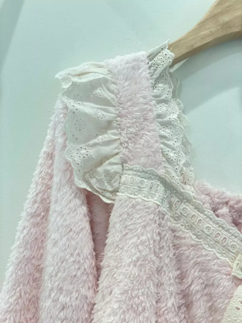 Lunaluz - Korean Women Fashion - #momslook - Pink Fleece One-piece - 7