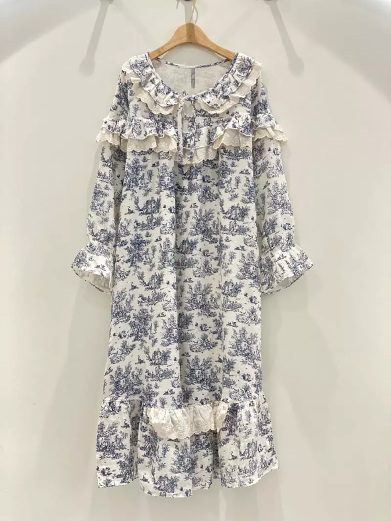 Lunaluz - Korean Women Fashion - #momslook - Renoir Sleeves Round One-piece - 12