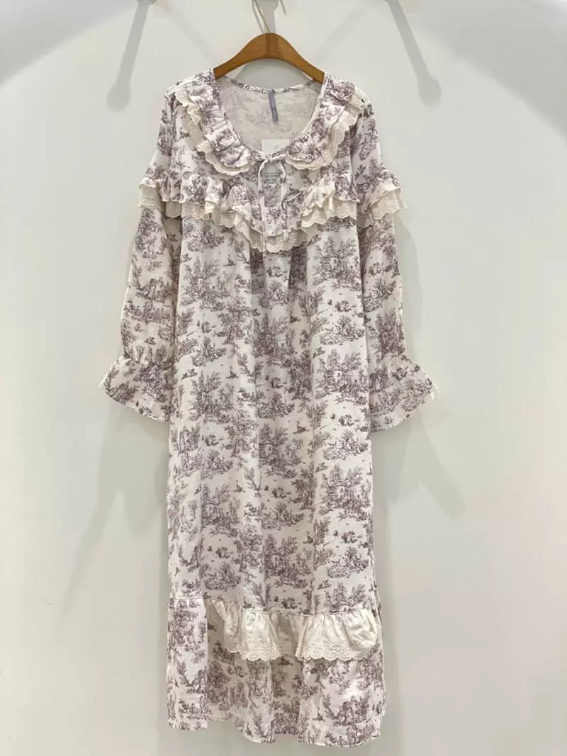 Lunaluz - Korean Women Fashion - #momslook - Renoir Sleeves Round One-piece - 2