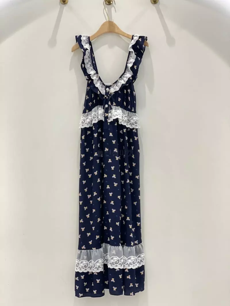 Lunaluz - Korean Women Fashion - #vintagekidsstyle - Laf Bear Sleeveless One-piece - 6