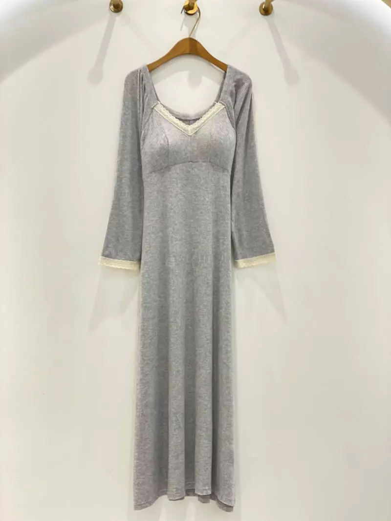 Lunaluz - Korean Women Fashion - #womensfashion - Fread Long Sleeves Homewear One-piece - 5