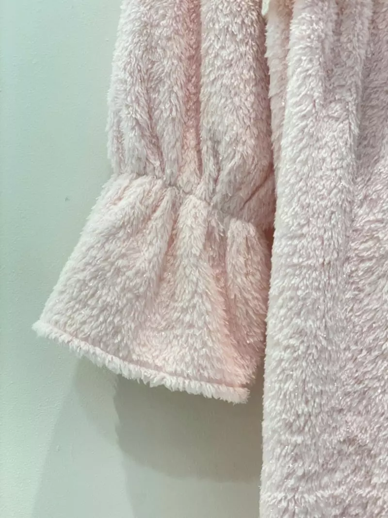 Lunaluz - Korean Women Fashion - #momslook - Pink Fleece One-piece - 4