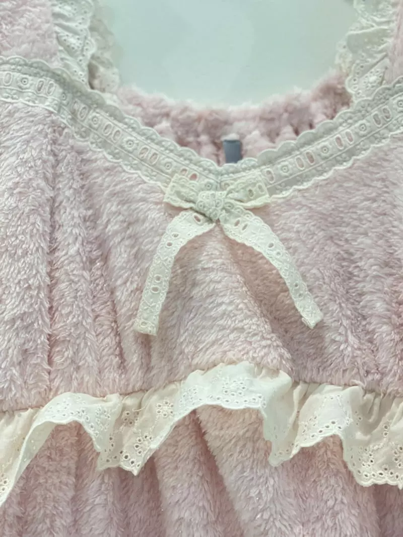 Lunaluz - Korean Women Fashion - #womensfashion - Pink Fleece One-piece - 8
