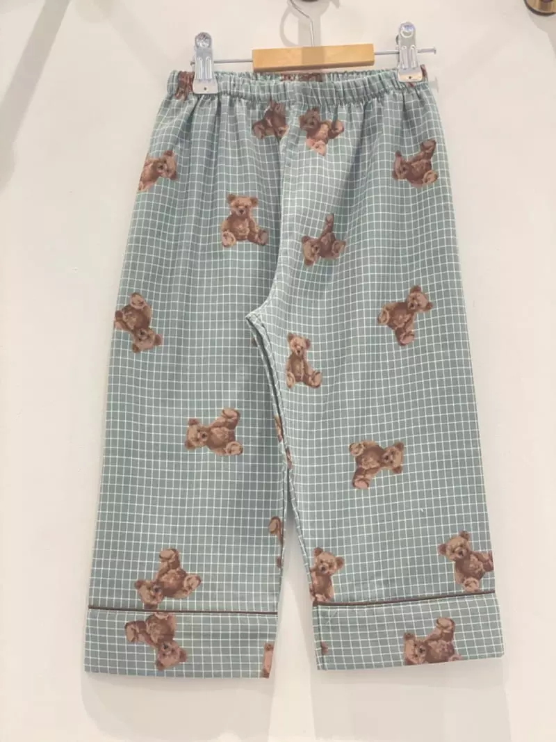 Lunaluz - Korean Women Fashion - #womensfashion - Checks Bear Boy Kid Homewear Two-piece - 2