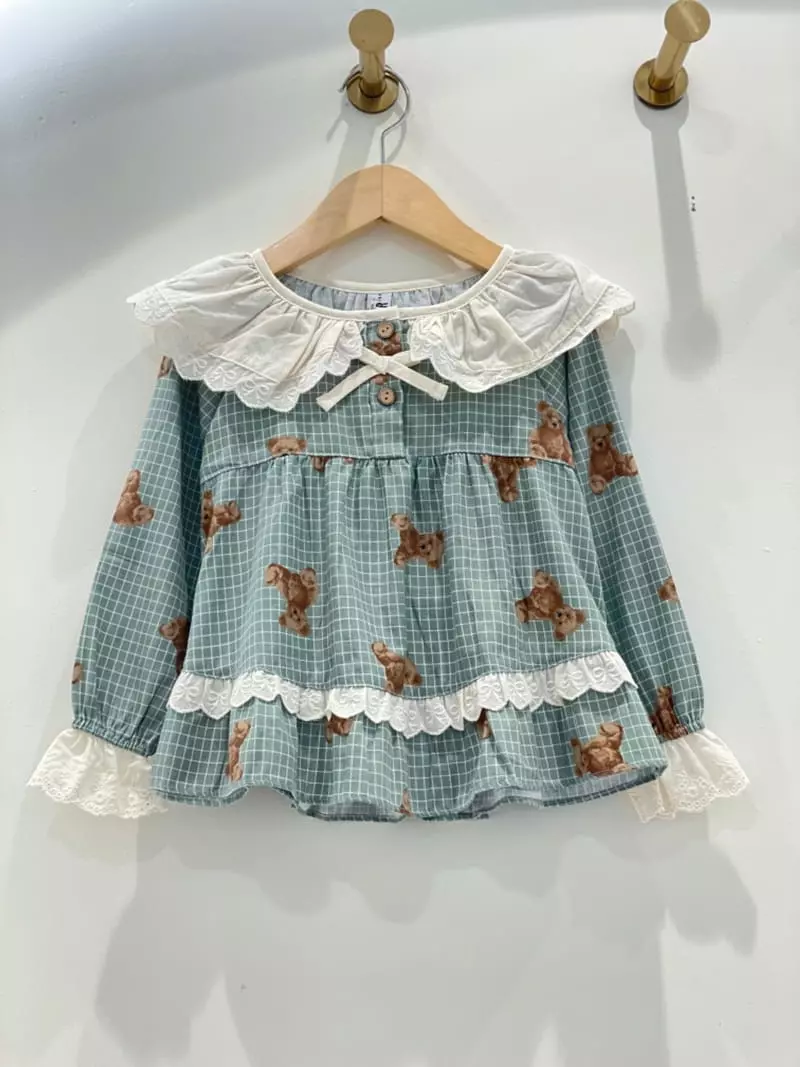 Lunaluz - Korean Women Fashion - #womensfashion - Checks Bear Girl Kid Homewear Two-piece