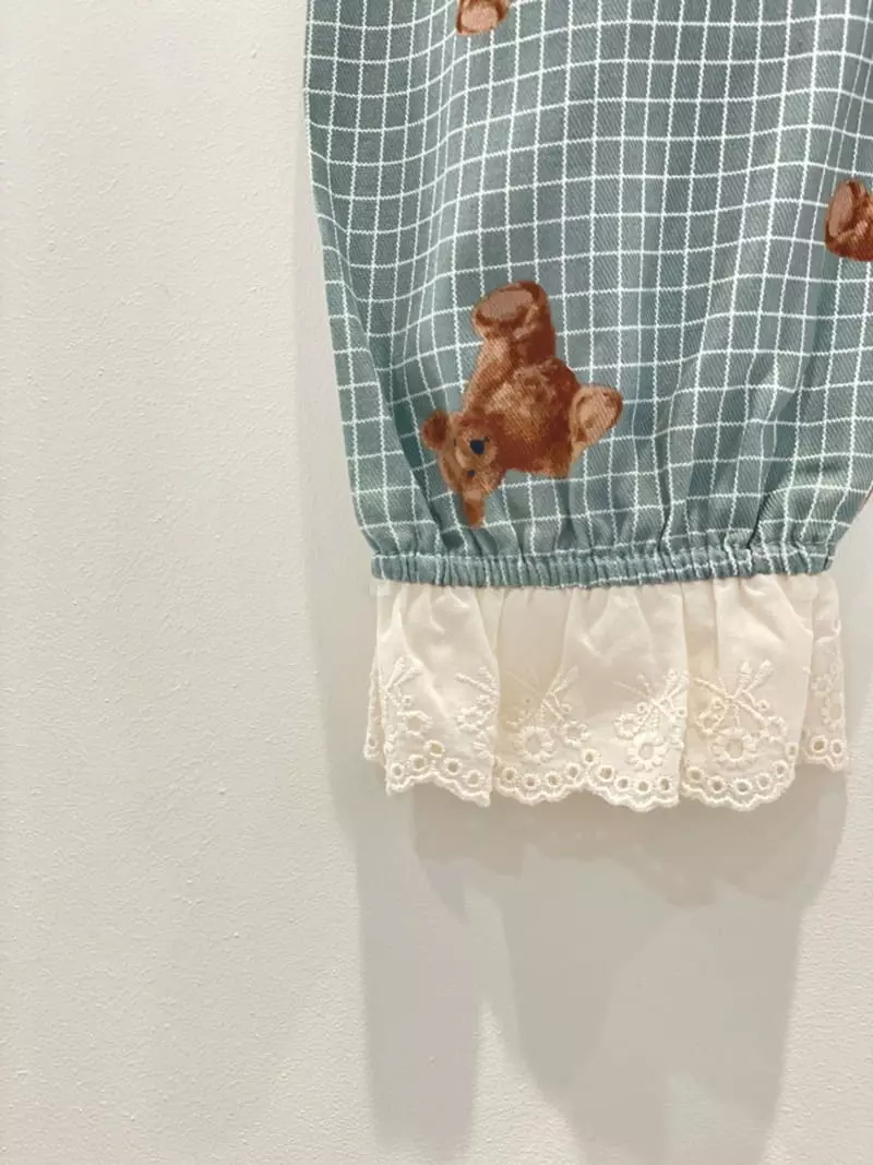 Lunaluz - Korean Women Fashion - #womensfashion - Checks Bear Girl Kid Homewear Two-piece - 5