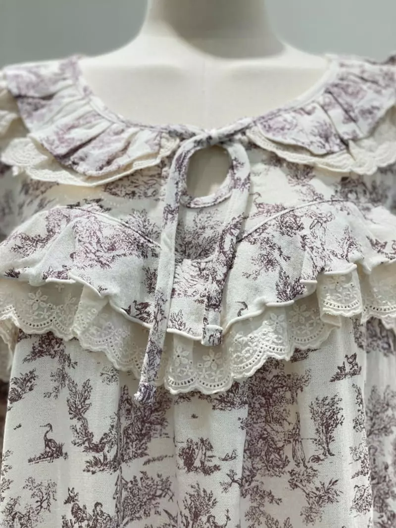 Lunaluz - Korean Women Fashion - #womensfashion - Renoir Sleeves Round One-piece - 3