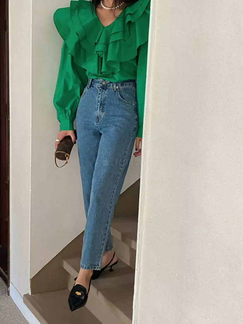 Made - Korean Women Fashion - #momslook - Frill Jeans - 9
