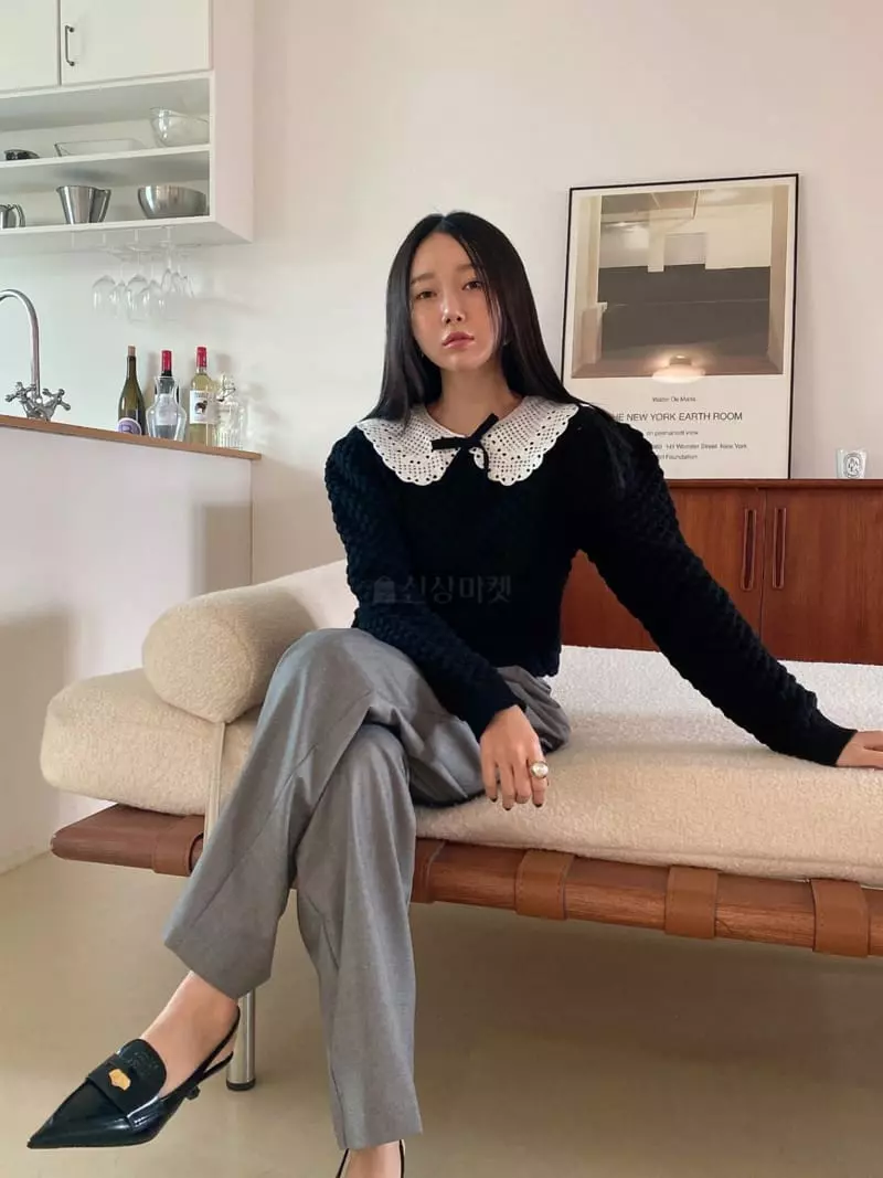 Made - Korean Women Fashion - #momslook - Lace Knit Tee - 11