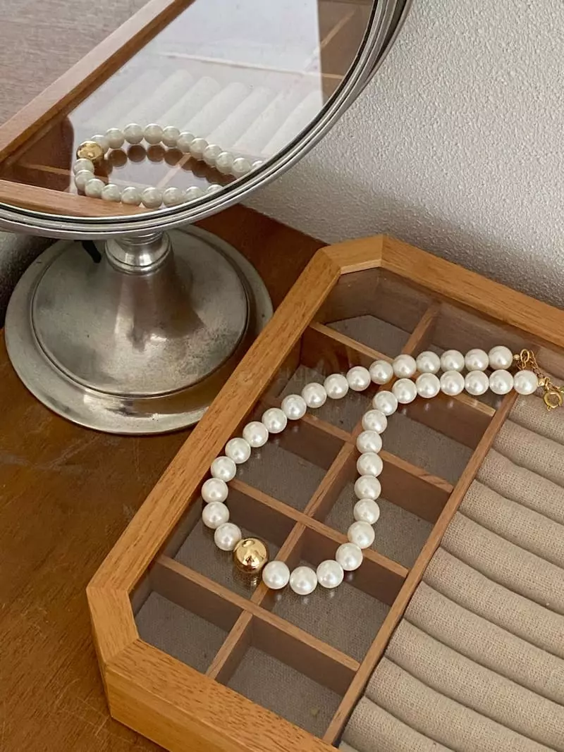 Made - Korean Women Fashion - #momslook - Gold Ball Necklace