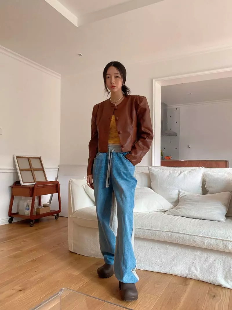 Made - Korean Women Fashion - #restrostyle - Feed Leather Jacket - 2