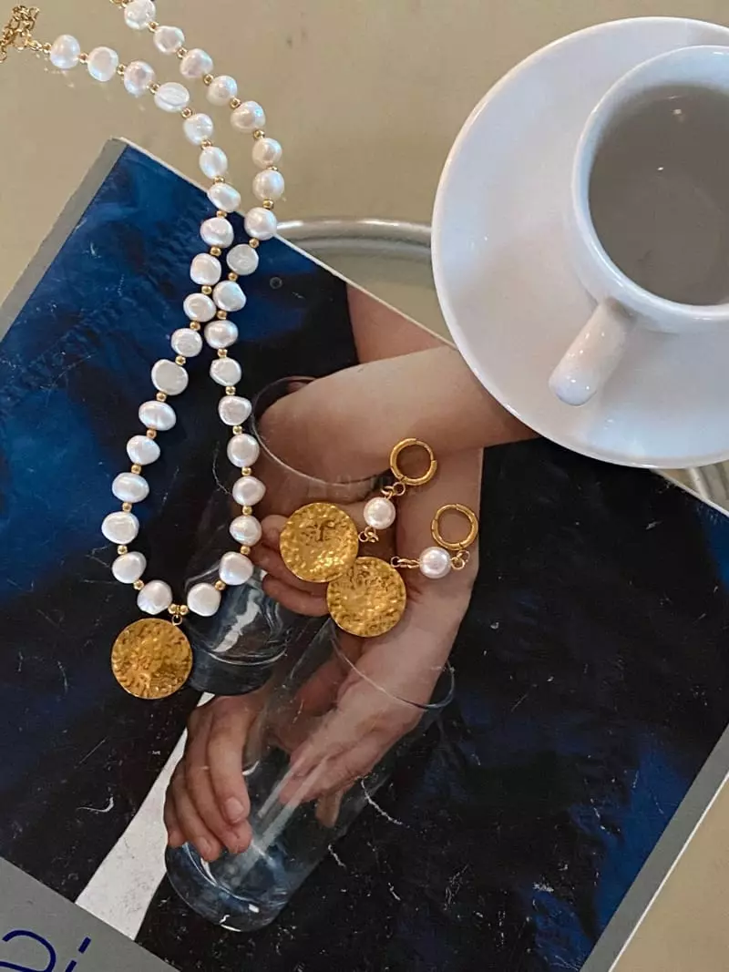 Made - Korean Women Fashion - #vintageinspired - Circle Pearl Necklace - 2