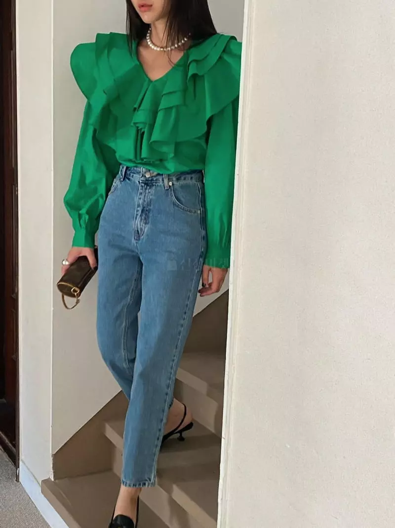 Made - Korean Women Fashion - #womensfashion - Frill Jeans - 10