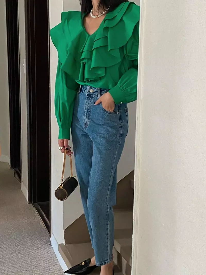 Made - Korean Women Fashion - #womensfashion - Frill Jeans - 8