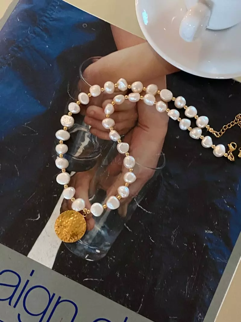 Made - Korean Women Fashion - #womensfashion - Circle Pearl Necklace