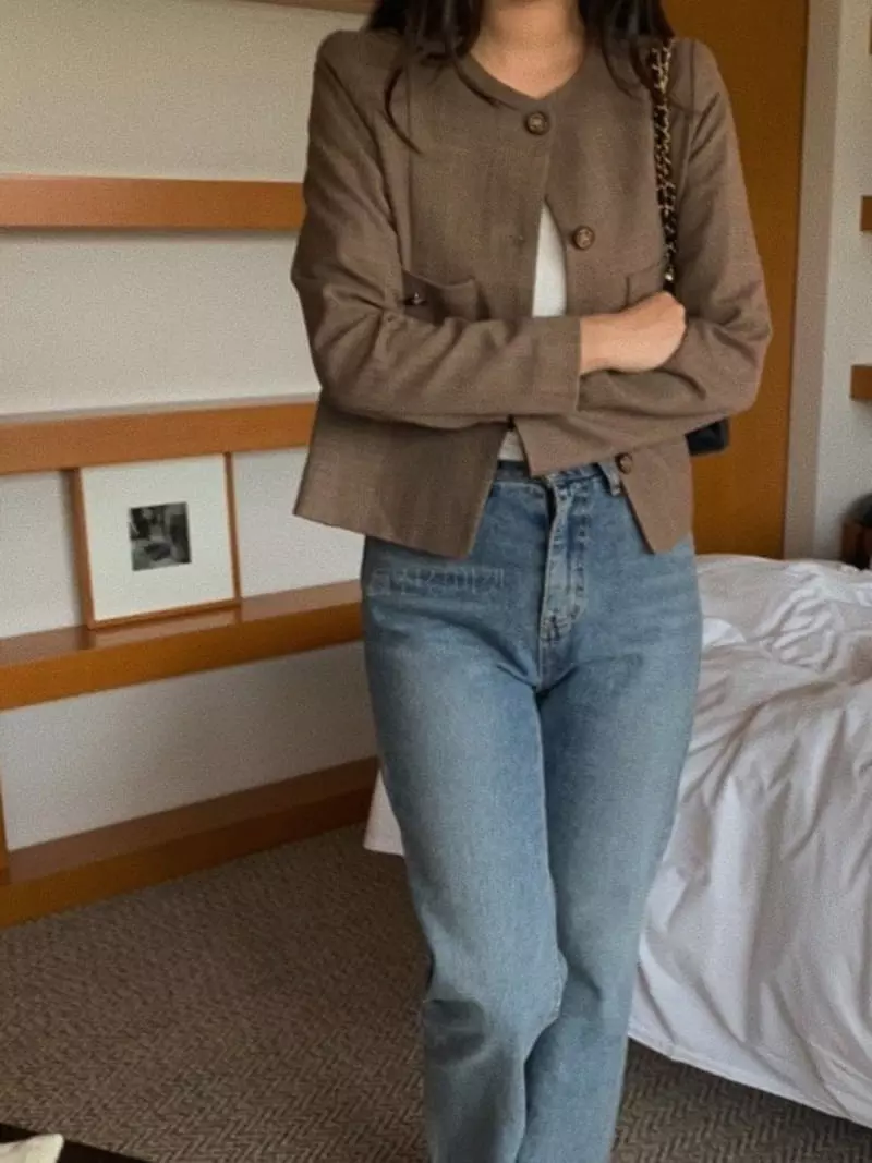 Magnet - Korean Women Fashion - #momslook - Oat Check Jakcet - 11