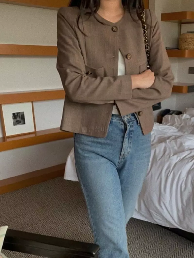 Magnet - Korean Women Fashion - #momslook - Oat Check Jakcet - 3