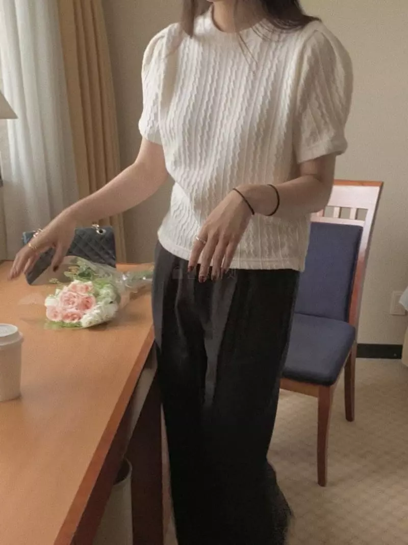 Magnet - Korean Women Fashion - #momslook - Twist Knit Tee