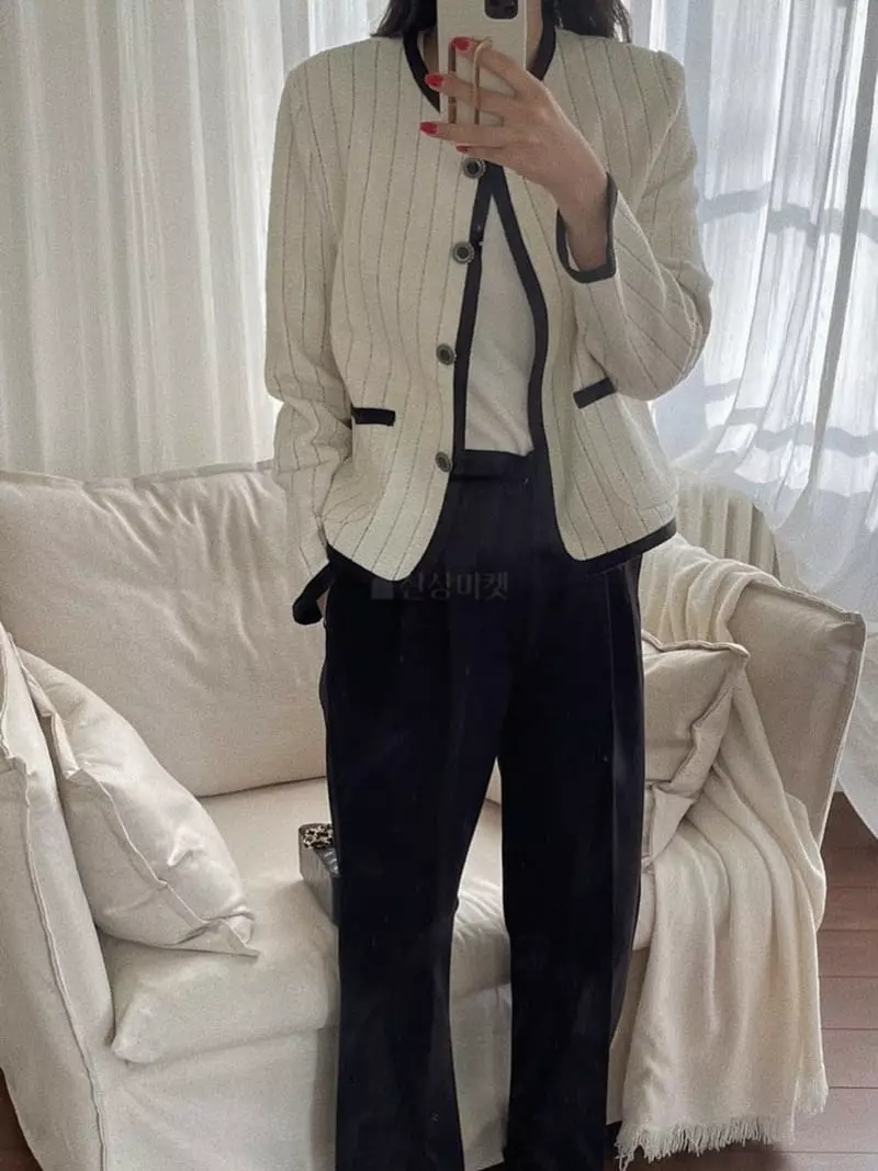 Magnet - Korean Women Fashion - #pursuepretty - Lian Stripes Twid Jacket