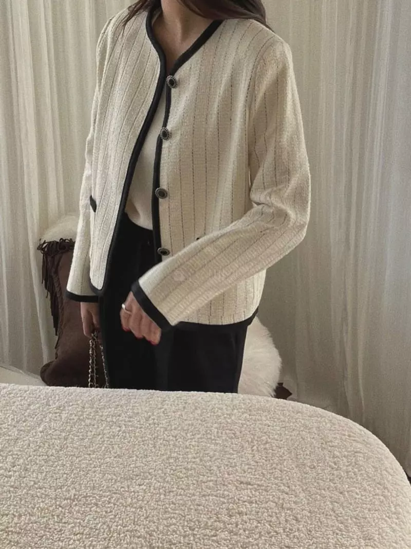Magnet - Korean Women Fashion - #thatsdarling - Lian Stripes Twid Jacket - 5