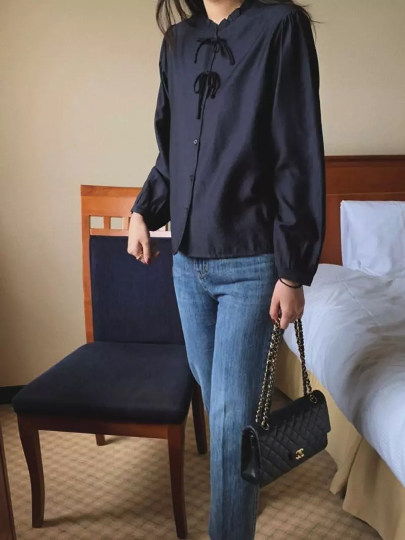 Magnet - Korean Women Fashion - #shopsmall - Ribbon Blouse - 4