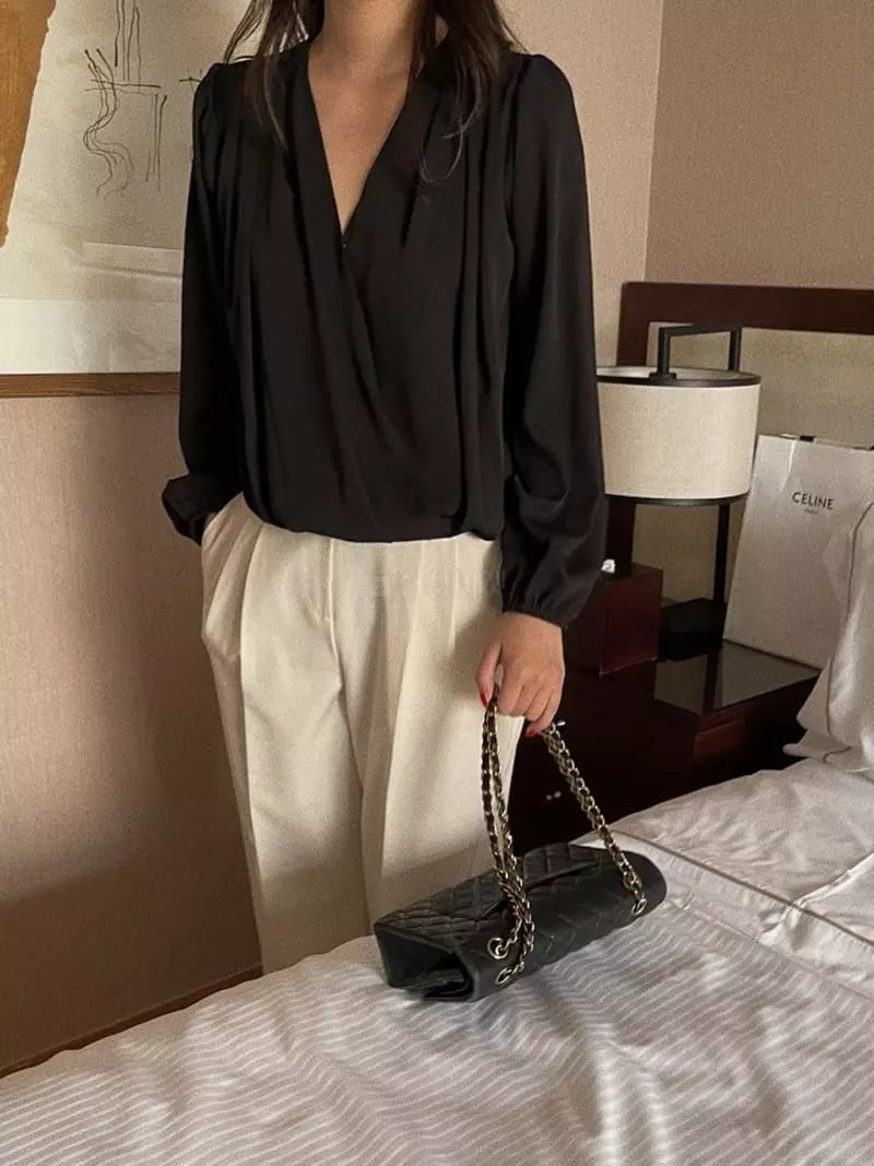 Magnet - Korean Women Fashion - #vintageinspired - Mone Wrap Blouse