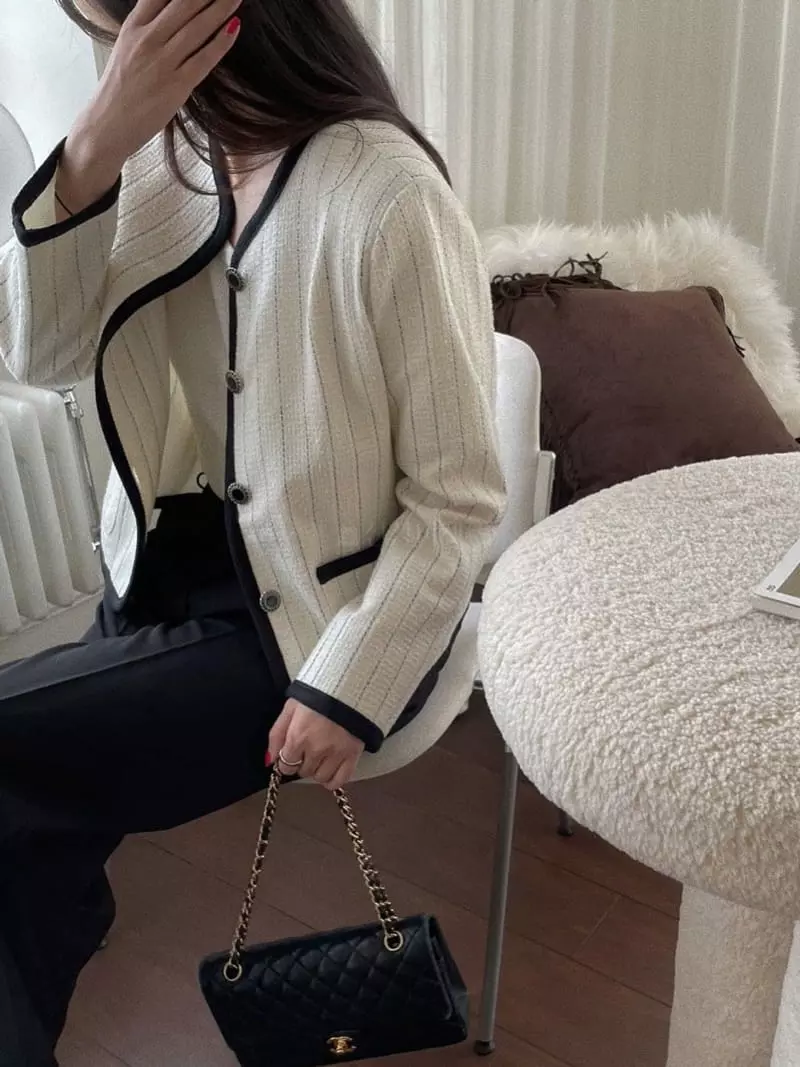 Magnet - Korean Women Fashion - #womensfashion - Lian Stripes Twid Jacket - 8