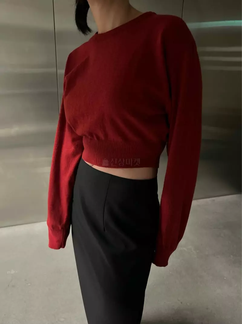 Maint - Korean Women Fashion - #momslook - Crop Knit Tee - 10