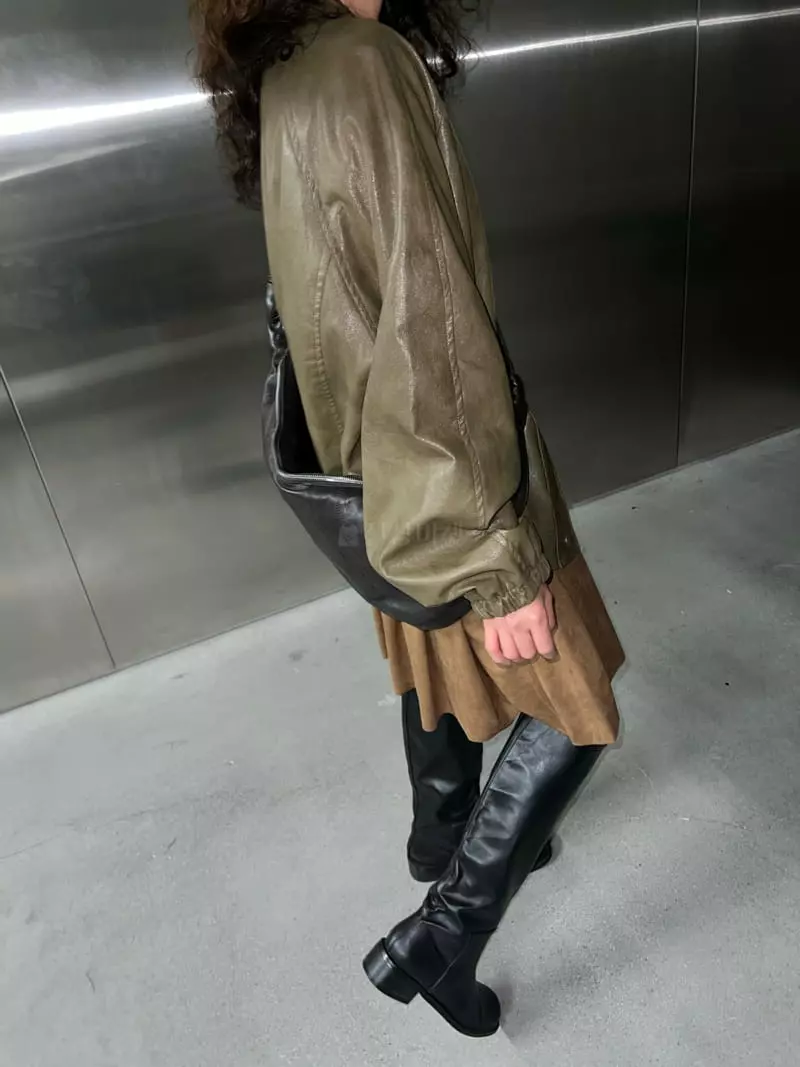 Maint - Korean Women Fashion - #momslook - Leather Bomber Jumper - 7