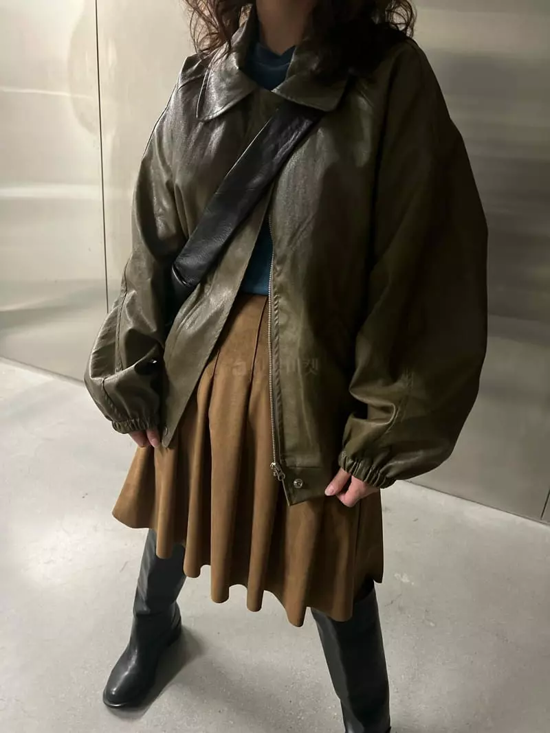 Maint - Korean Women Fashion - #momslook - Leather Bomber Jumper - 8