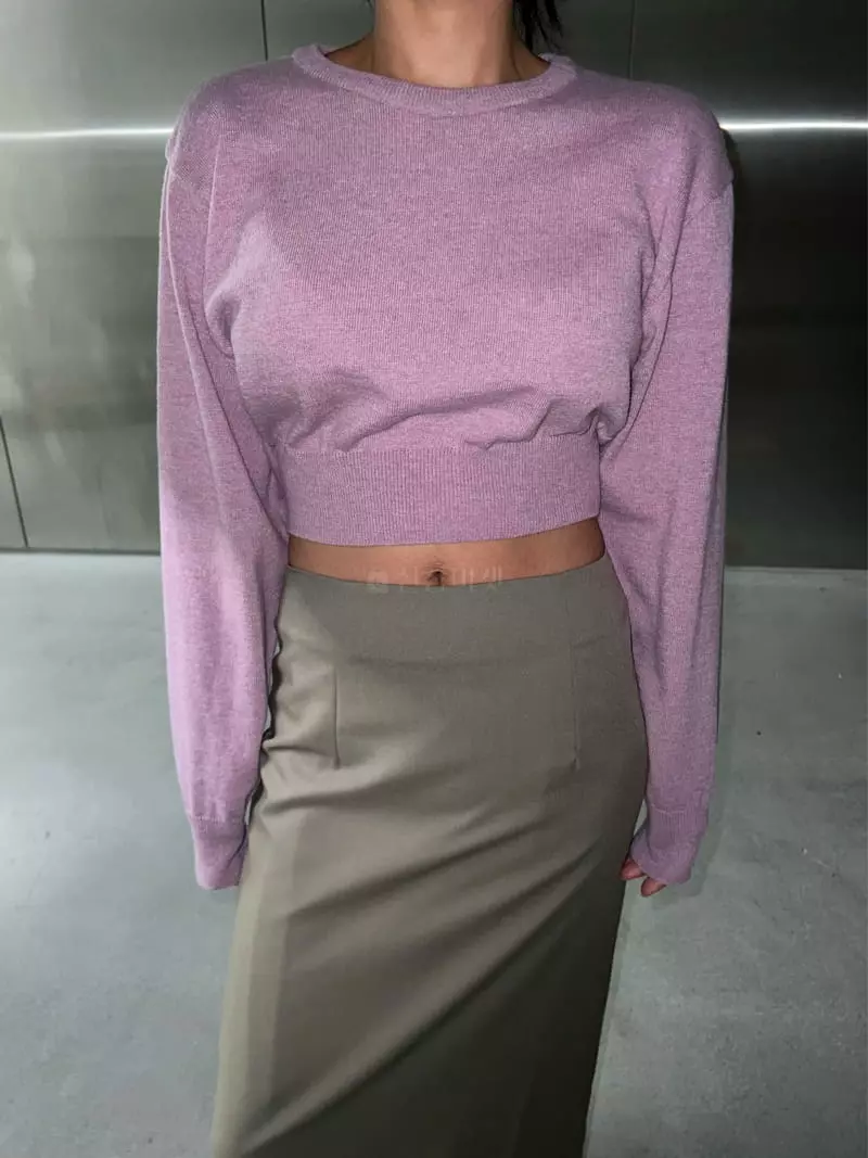 Maint - Korean Women Fashion - #shopsmall - Crop Knit Tee