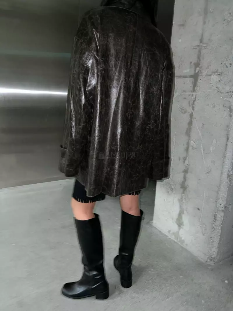 Maint - Korean Women Fashion - #thatsdarling - Crack Leather Jacket - 7