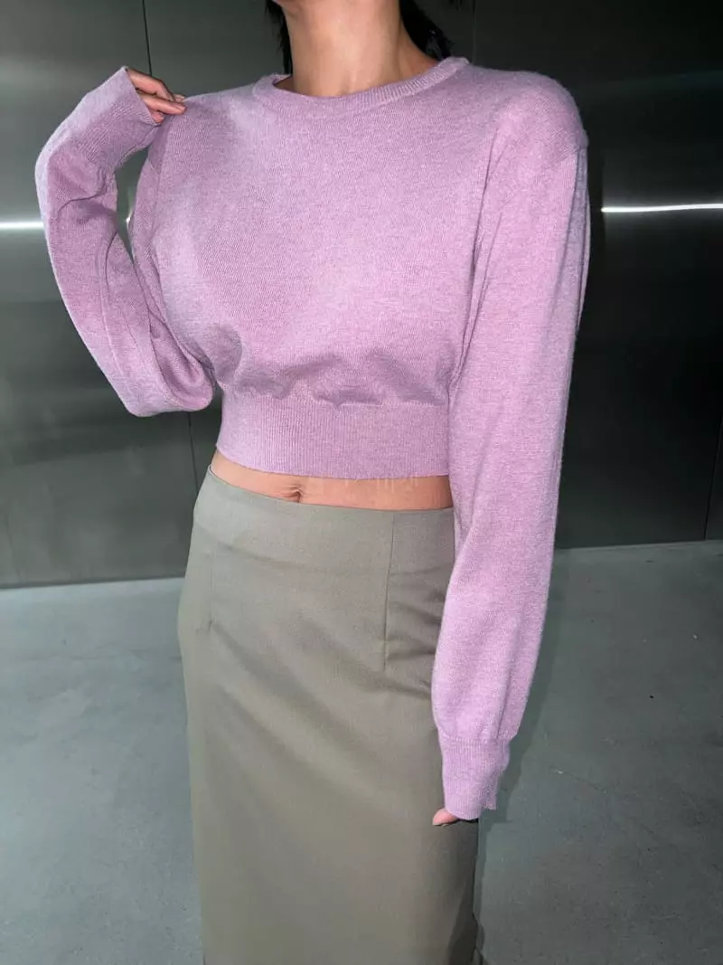 Maint - Korean Women Fashion - #thatsdarling - Crop Knit Tee - 2