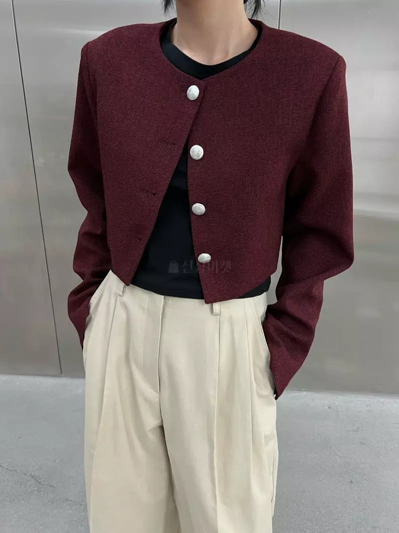 Maint - Korean Women Fashion - #vintageinspired - Crop Twid Jacket - 3