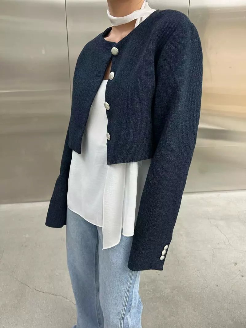 Maint - Korean Women Fashion - #womensfashion - Crop Twid Jacket - 12