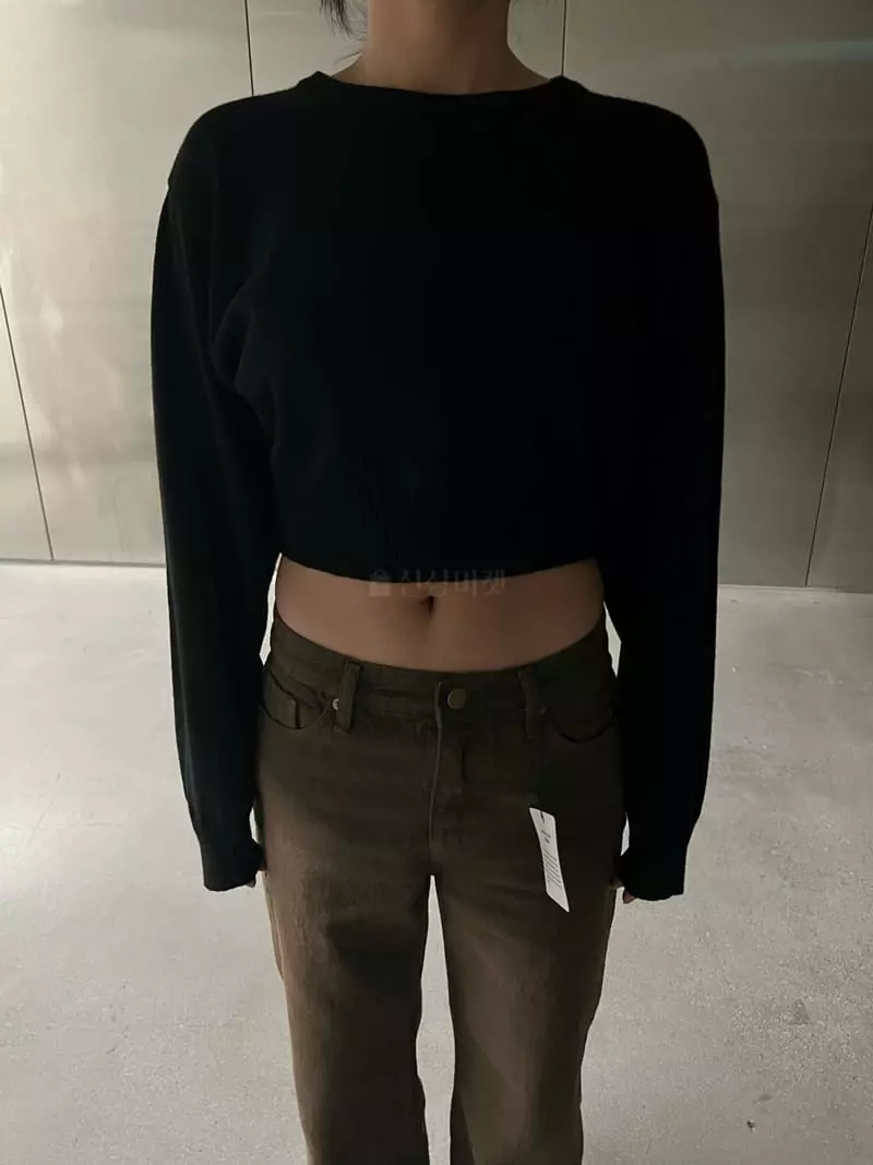 Maint - Korean Women Fashion - #womensfashion - Crop Knit Tee - 5