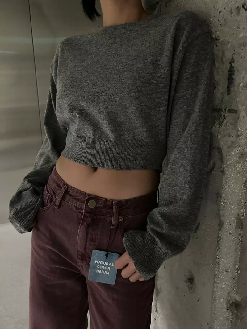 Maint - Korean Women Fashion - #womensfashion - Crop Knit Tee - 7
