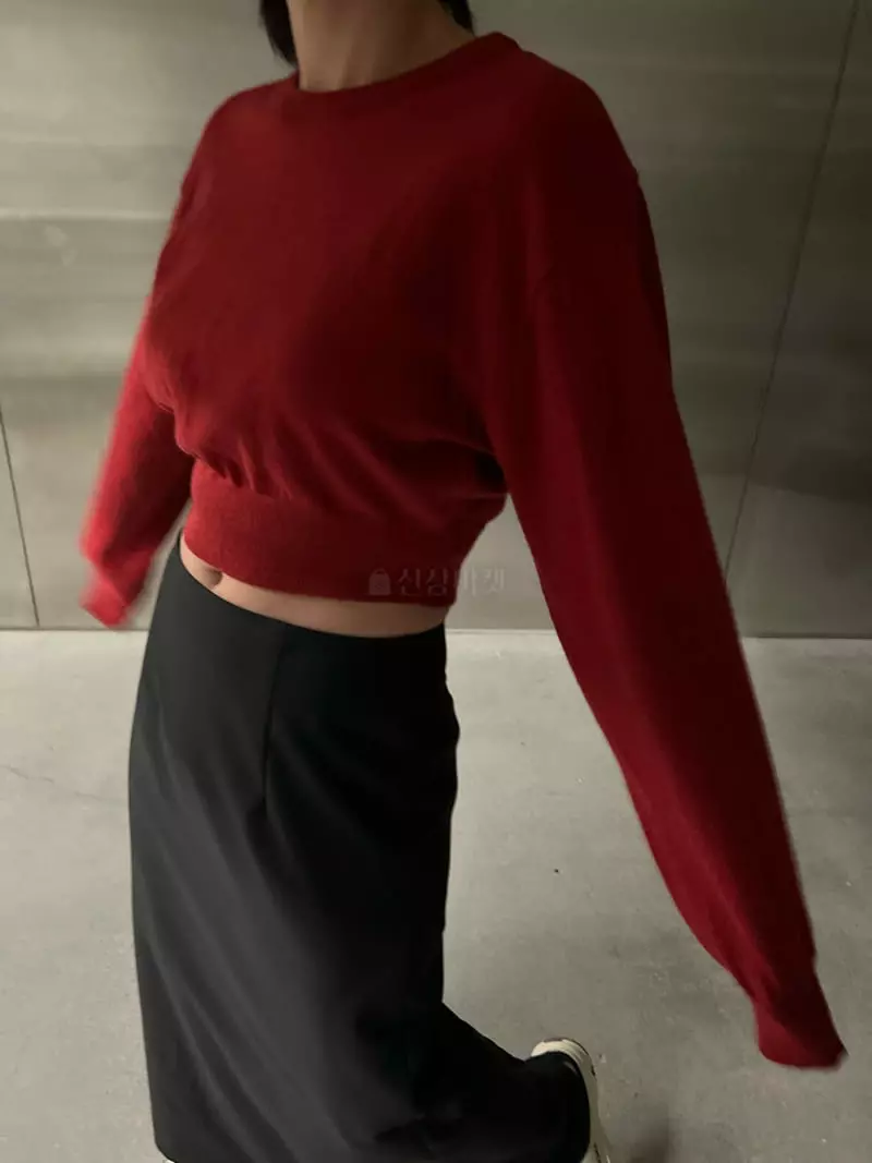 Maint - Korean Women Fashion - #womensfashion - Crop Knit Tee - 9