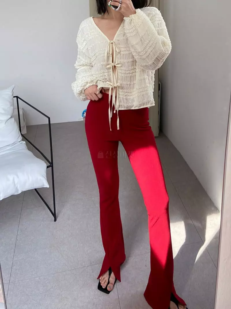 Marron - Korean Women Fashion - #momslook - Rib Slit Pants - 6