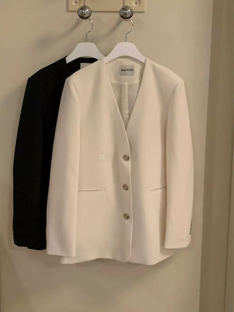 Marron - Korean Women Fashion - #momslook - Mer No Collar Jacket - 7
