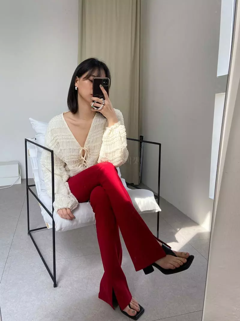 Marron - Korean Women Fashion - #womensfashion - Rib Slit Pants - 5